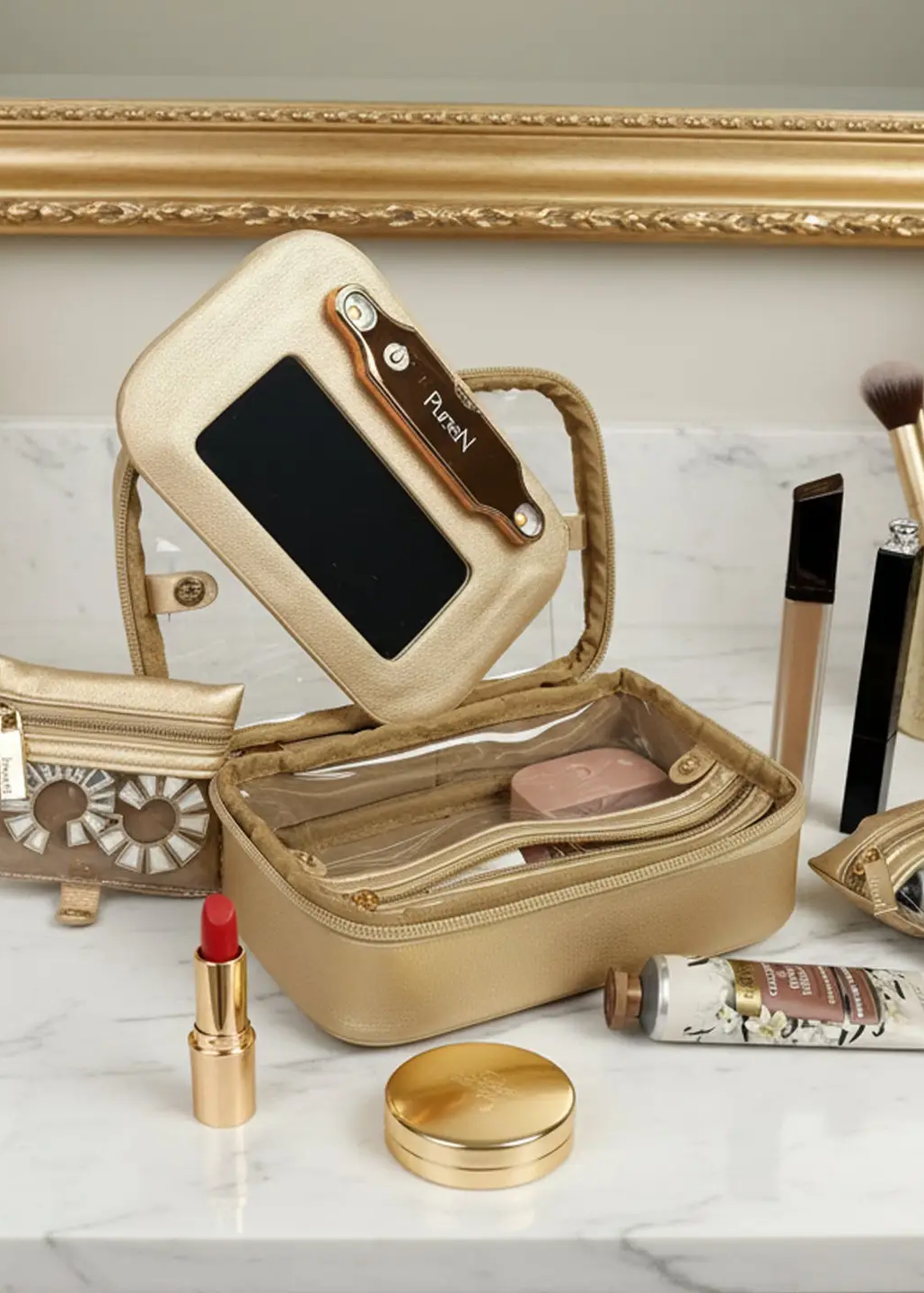 Littmini Lighted Mirror Case- Gold Luster