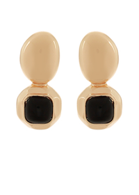 Square Dome Shape Stone & Oval Earrings