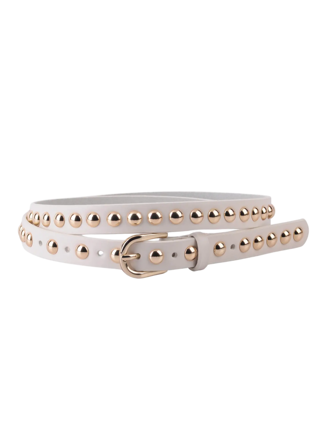 Skinny Round Studded Leather Belt