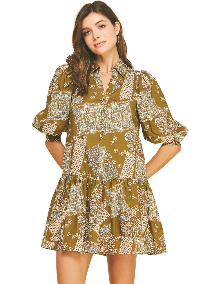 Print Tiered Mini Dress