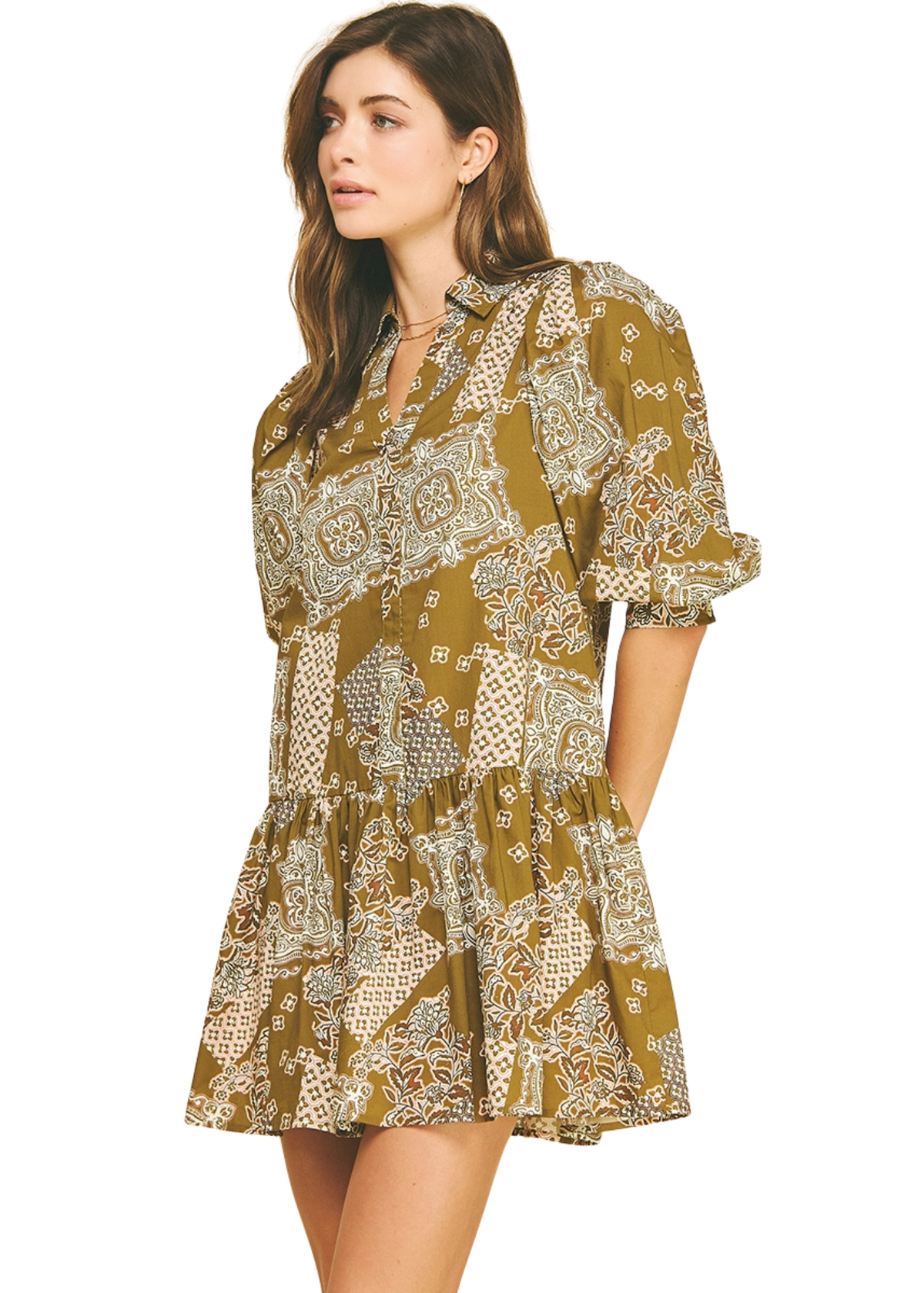 Print Tiered Mini Dress