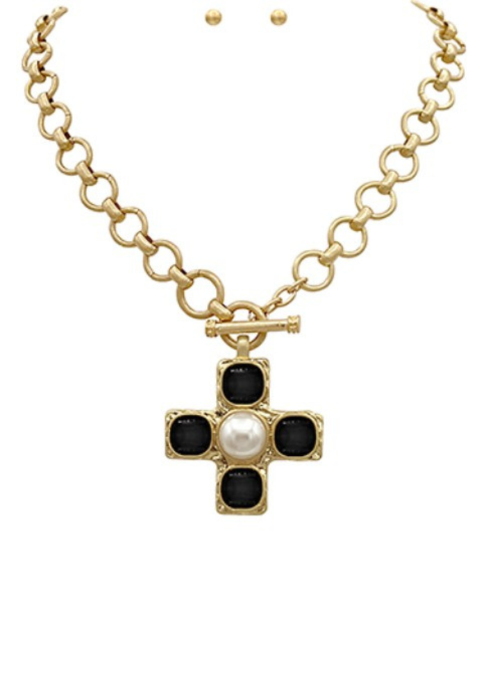 Vintage Cross & Chain Necklace Set