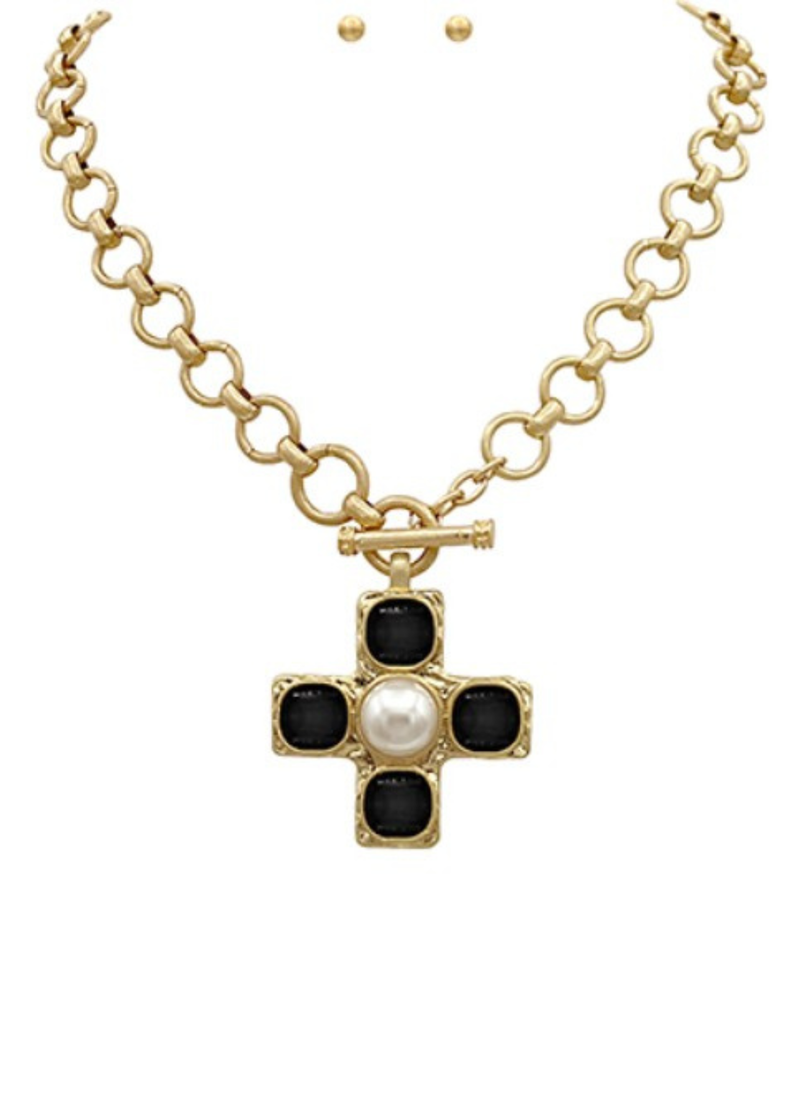 Vintage Cross & Chain Necklace Set
