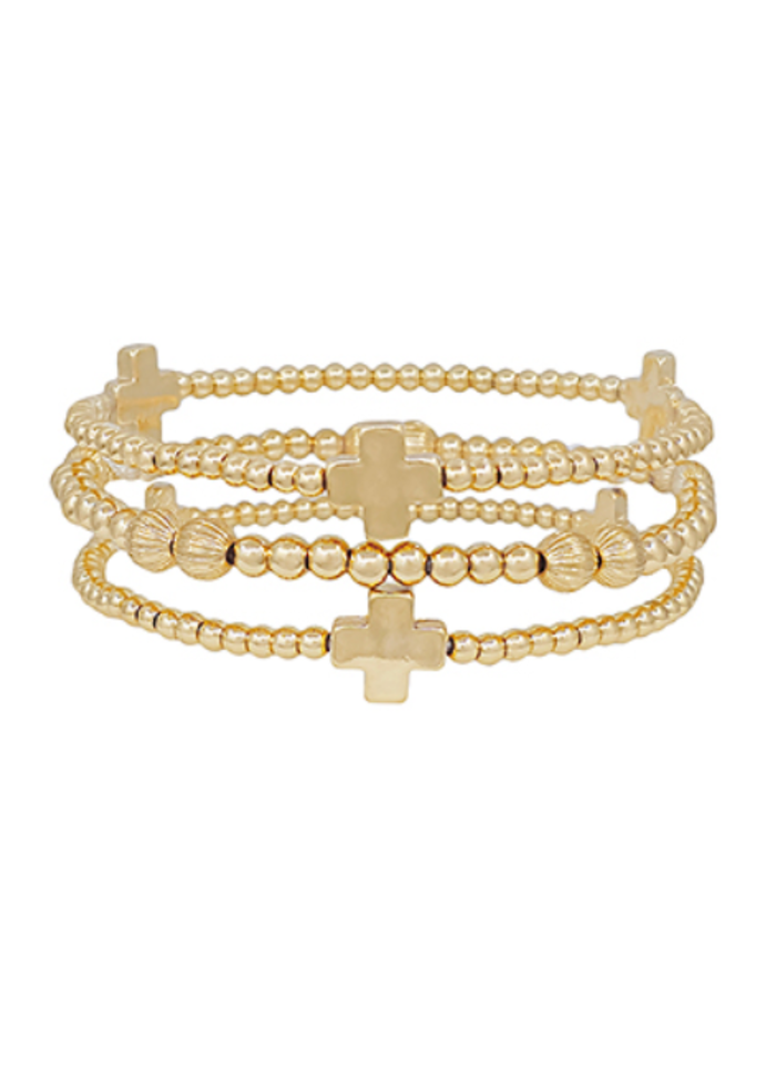3 Row Cross & CCB Beads Bracelet