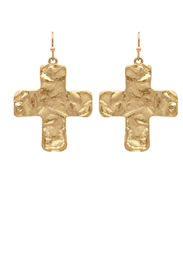 Hammered Casting Cross Earrings