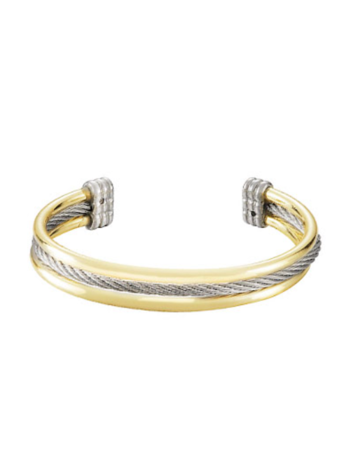 Two Tone 3 Layered Cuff Bracelet