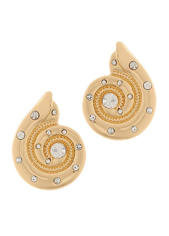 Pave Crystal Ammonite Earrings