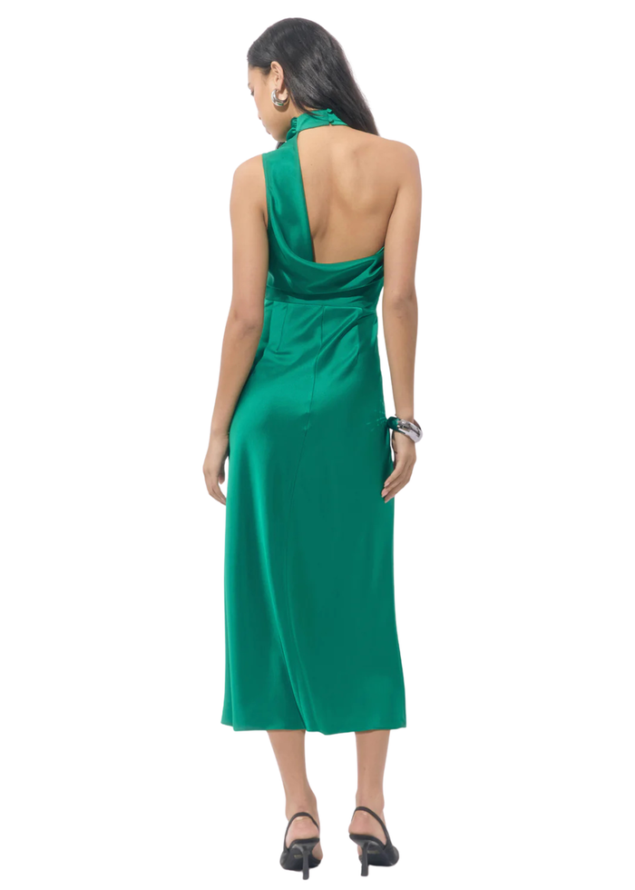 Jodi High Neck Satin Midi Dress
