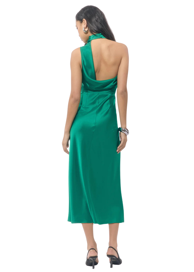 Jodi High Neck Satin Midi Dress