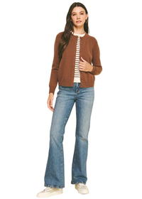 Striped Knit & Cardigan Combo Sweater