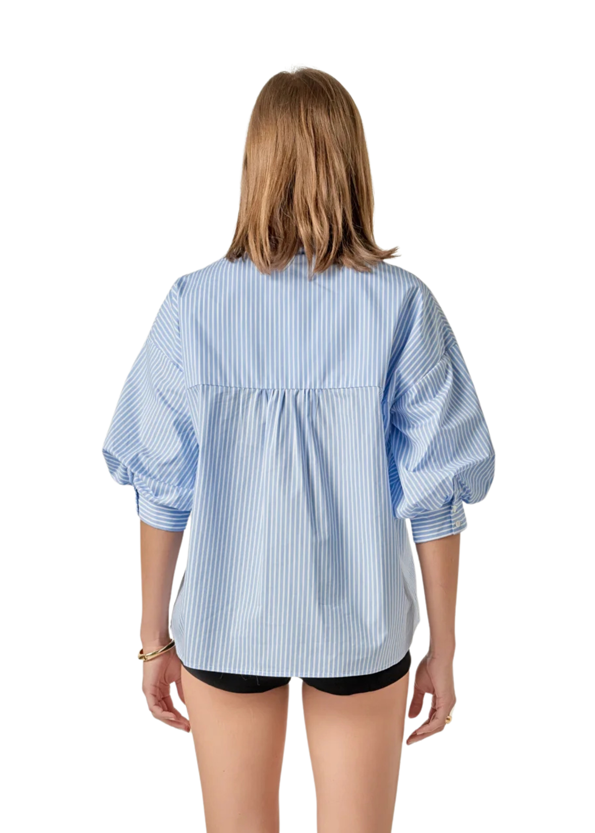Striped Balloon Sleeve Shirt