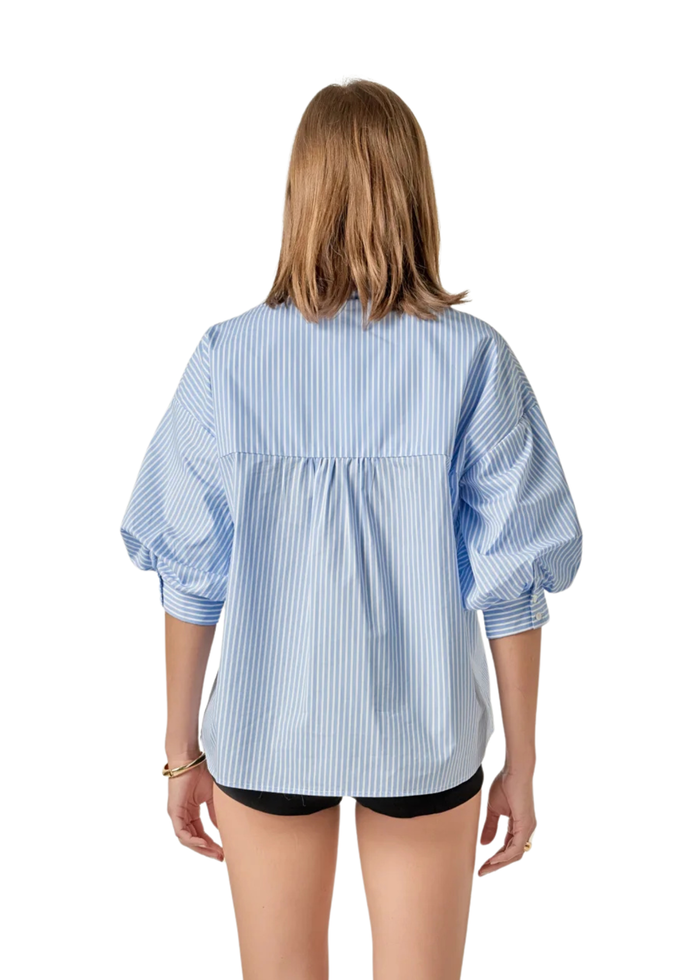 Striped Balloon Sleeve Shirt