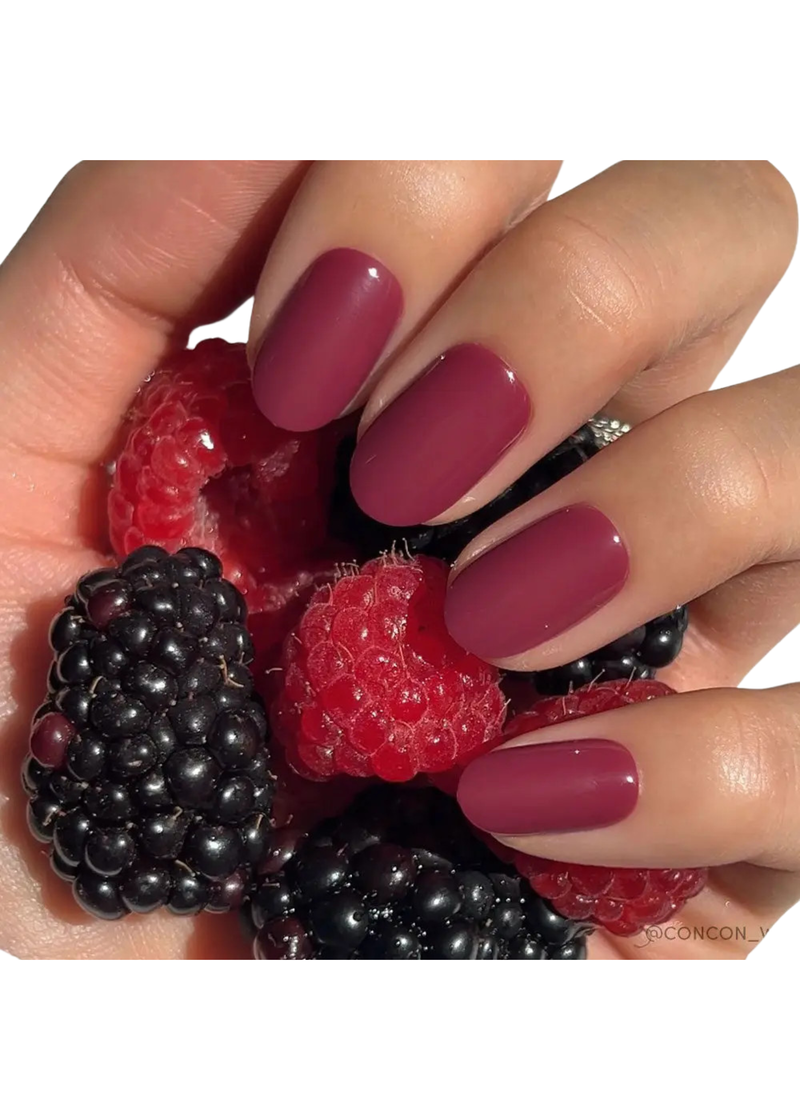 Berry Maroon Press-On Nails | Short Round