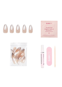 Polar Night Press-On Nails | Short Almond Silver Velvet