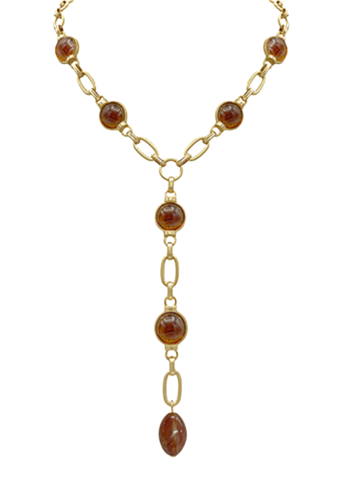 Pearl & Oval Chain Y Necklace