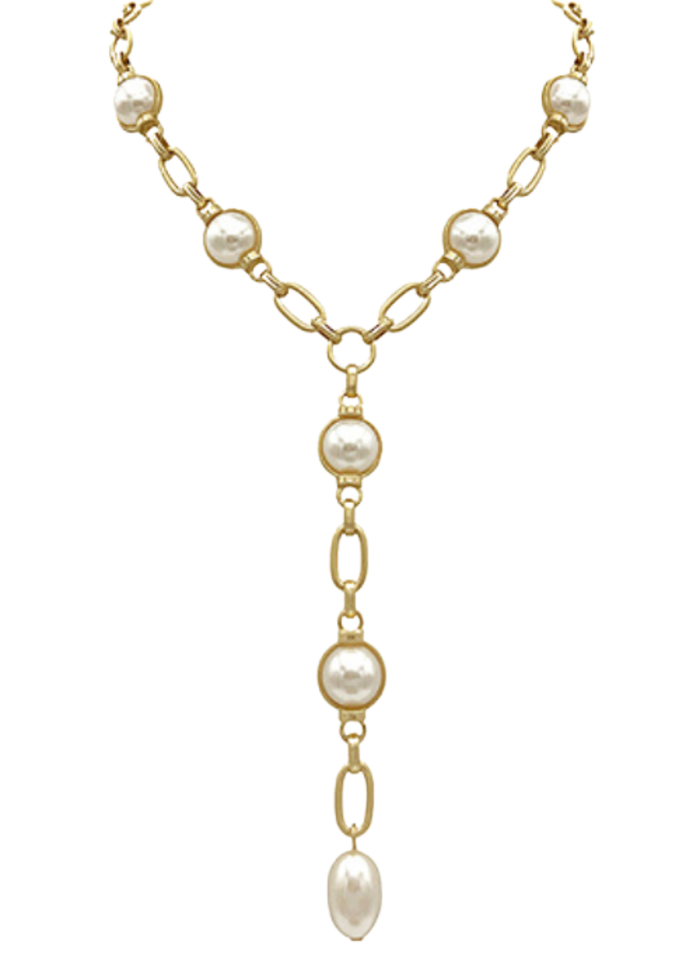 Pearl & Oval Chain Y Necklace