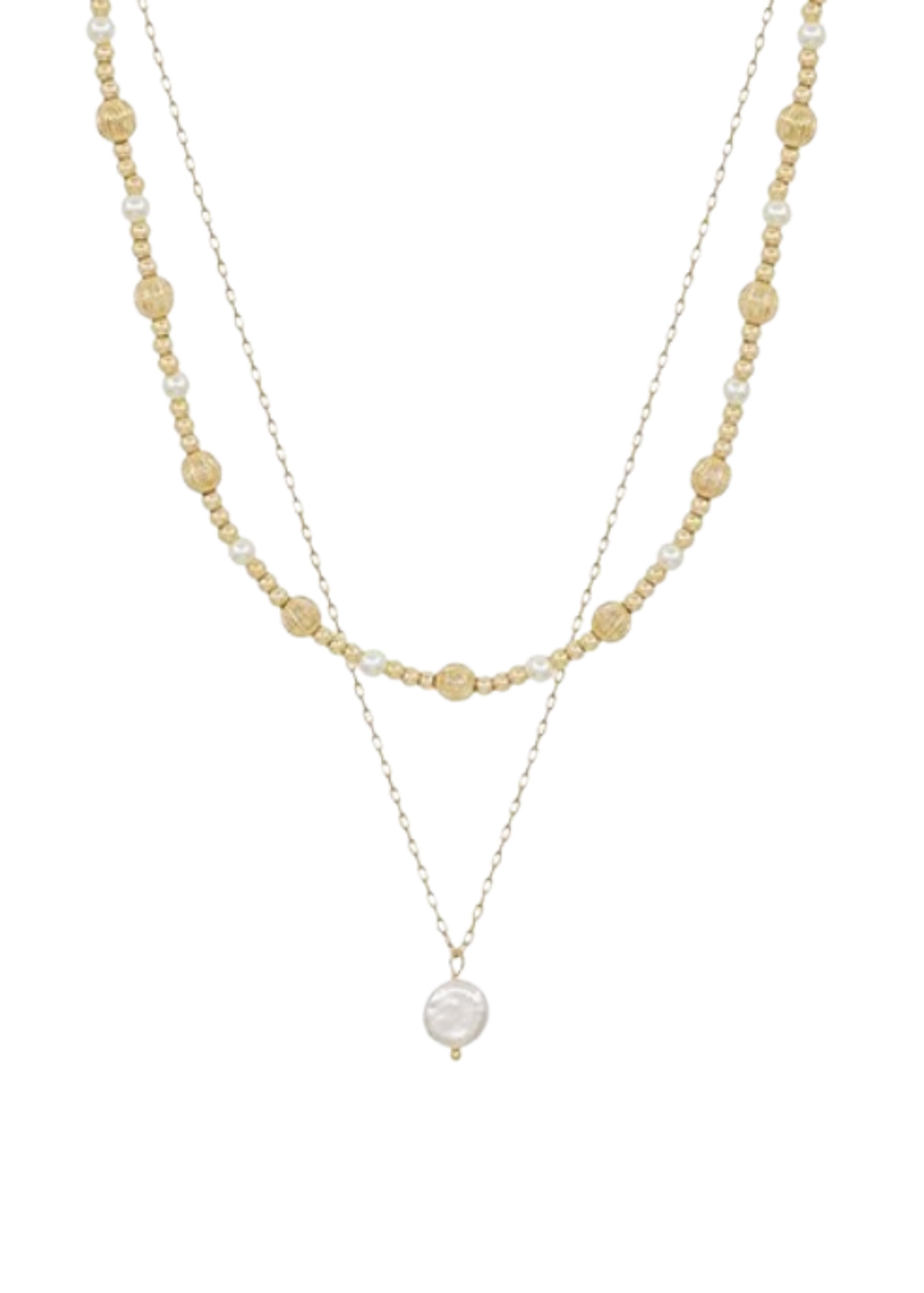 2 Layered Pearl & CCB Necklace