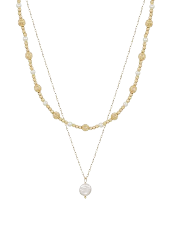 2 Layered Pearl & CCB Necklace