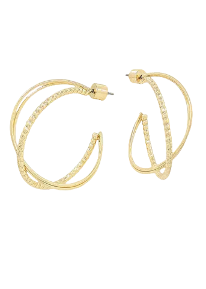 Crossed Hoops - Gold