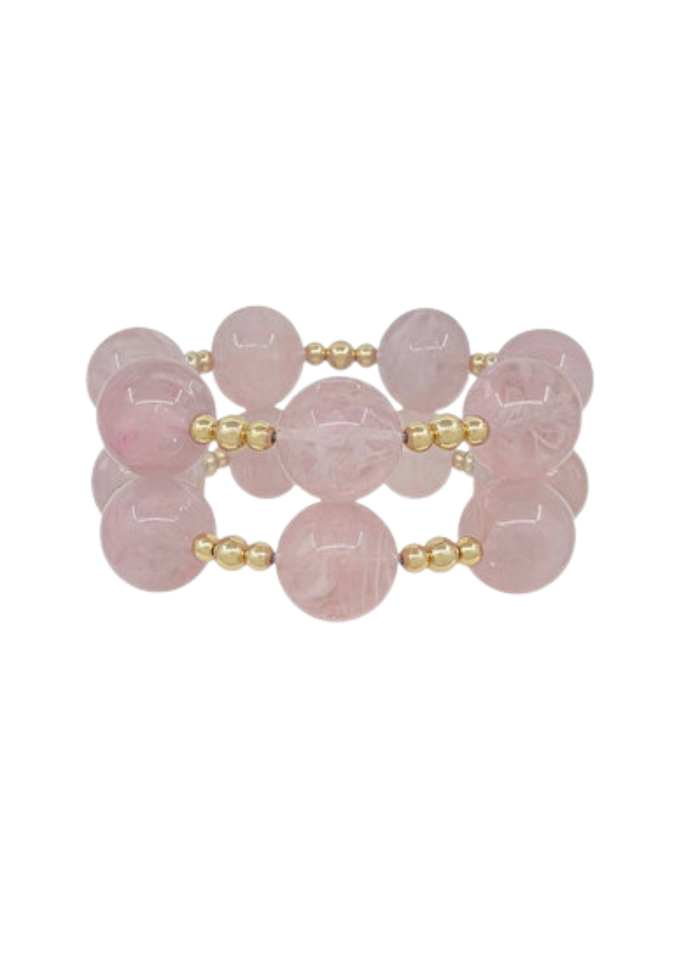Marble Ball Bracelet - Light Pink/Gold