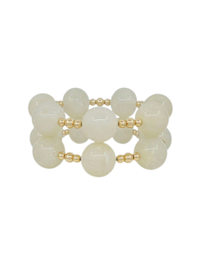 Marble Ball Bracelet - Ivory/Gold