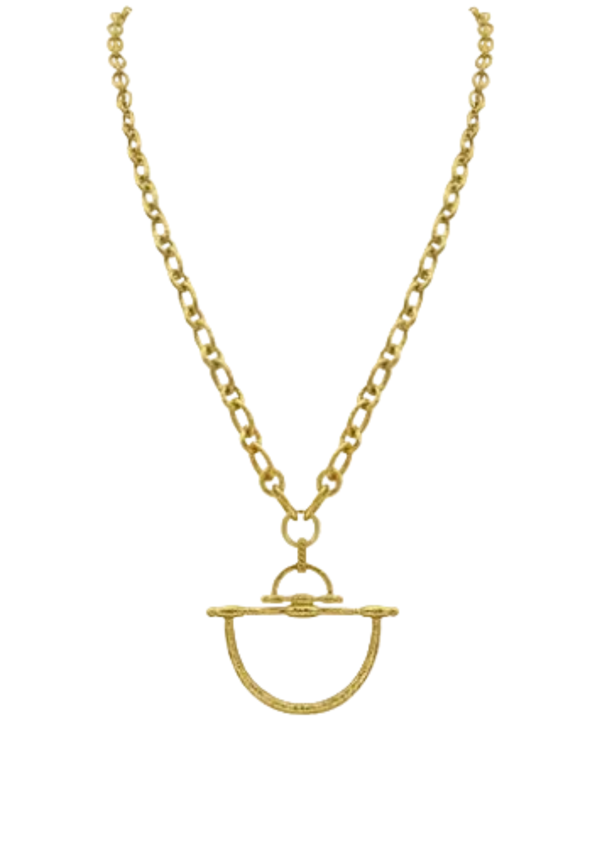 Horsebit Pendant Long Necklace-24K Vintage Gold