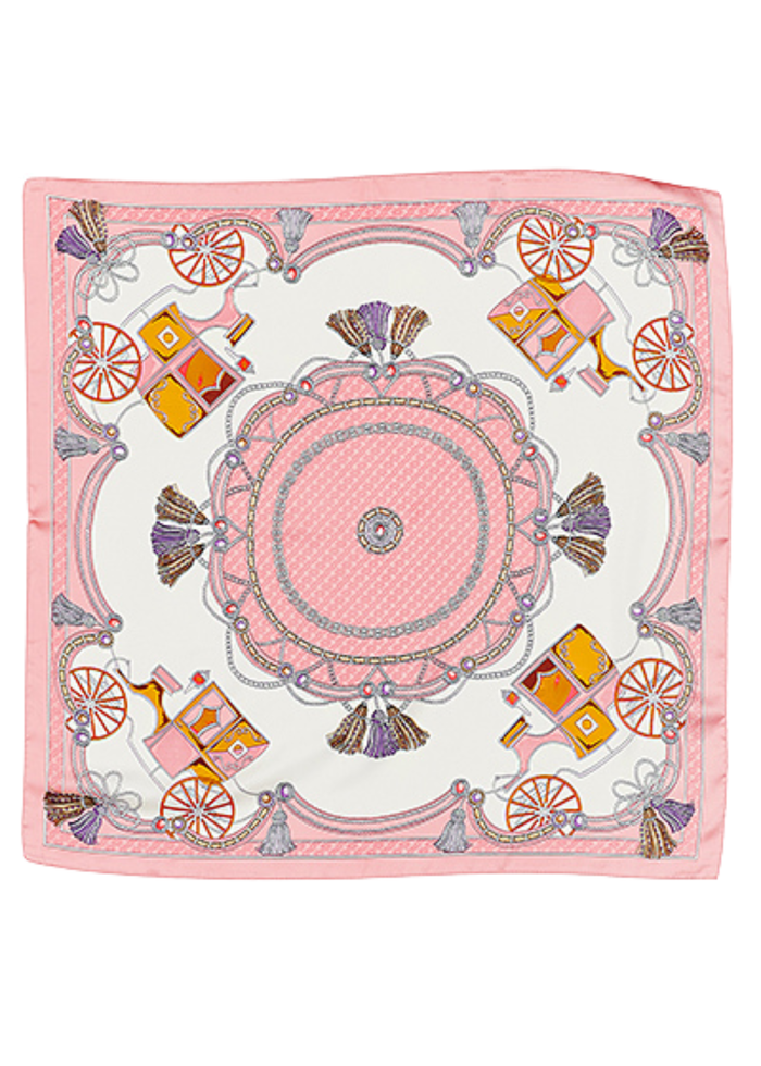 Carriage Print Silky Bandana - Pink