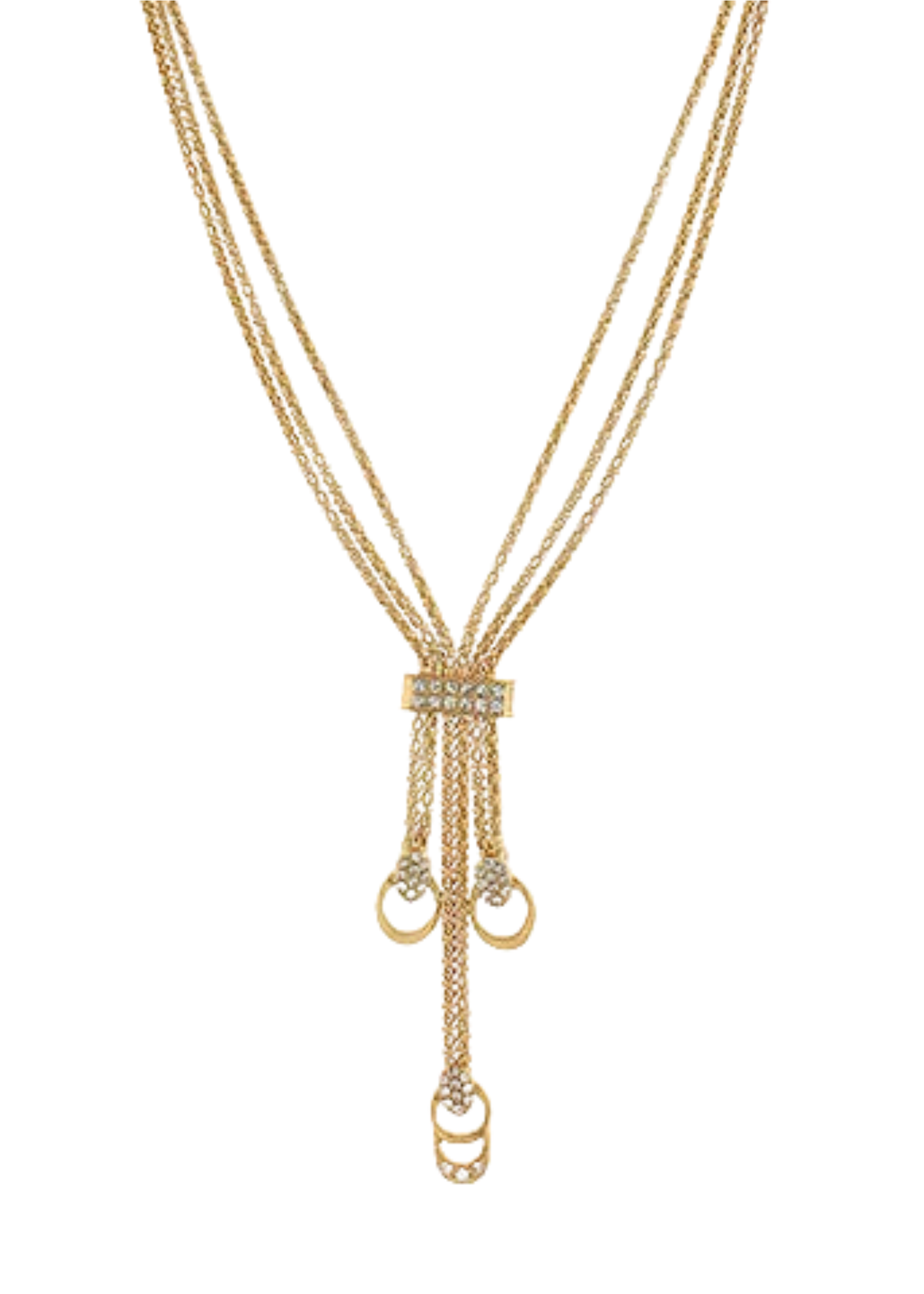 Chain Layered Y Necklace Set - Gold