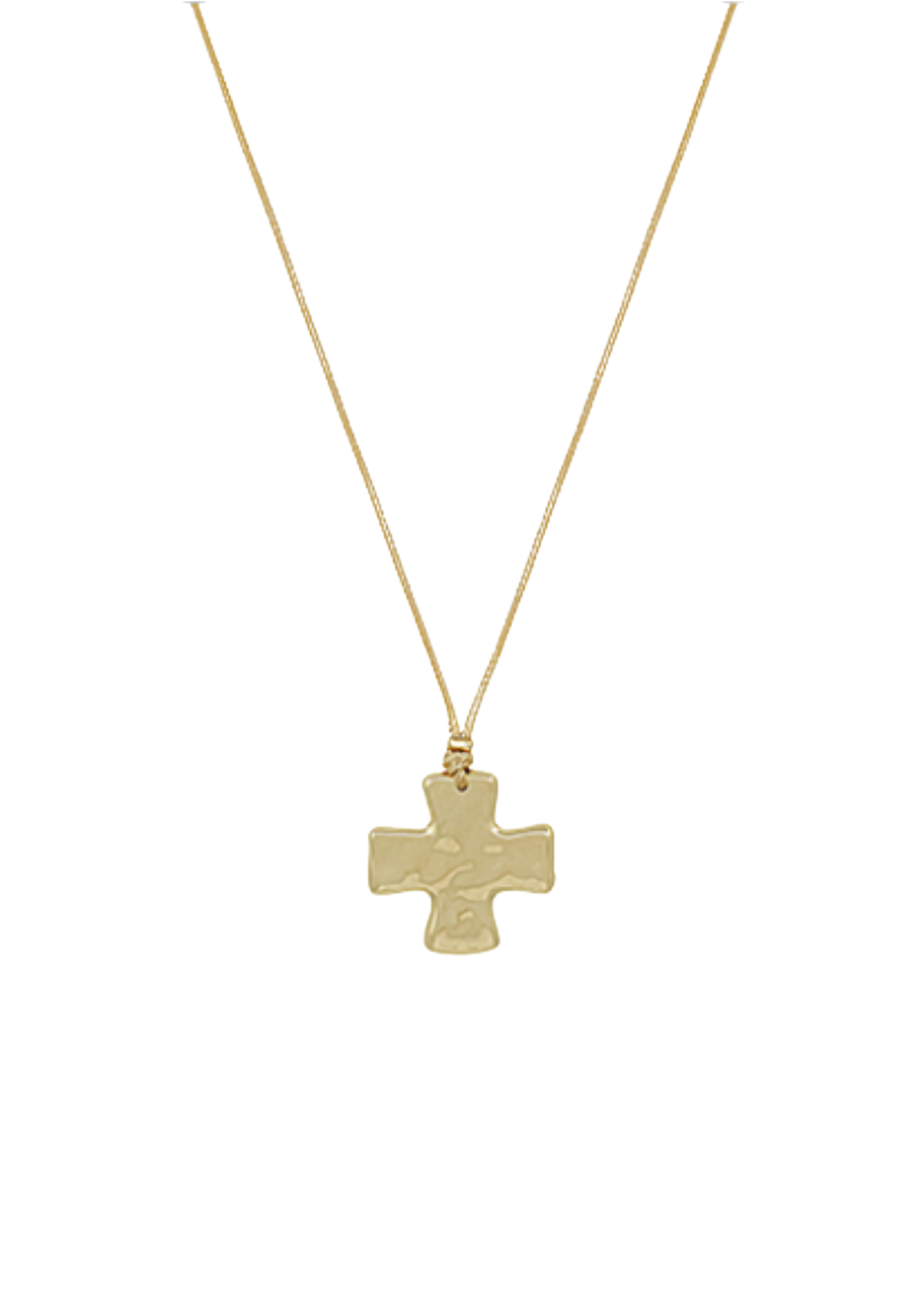 Hammered Byzantine Cross Cord Necklace