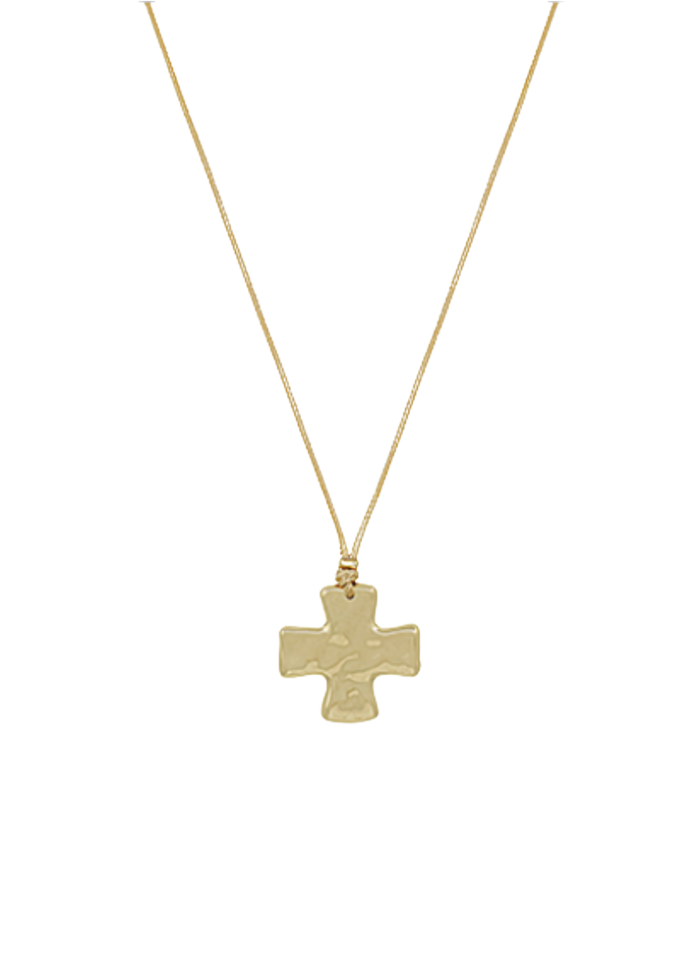 Hammered Byzantine Cross Cord Necklace