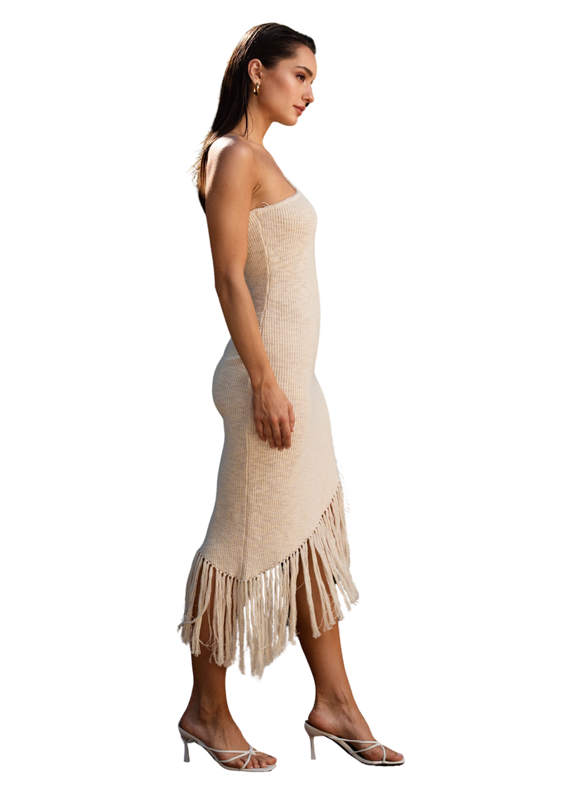 one shoulder fringe dress Knot Detail Top forward energy Daisy - Wrap Dress US Size:White / Custom Size giftguide-Treat Yourself