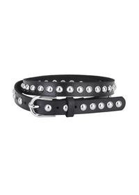 Skinny Round Studded Leather Belt