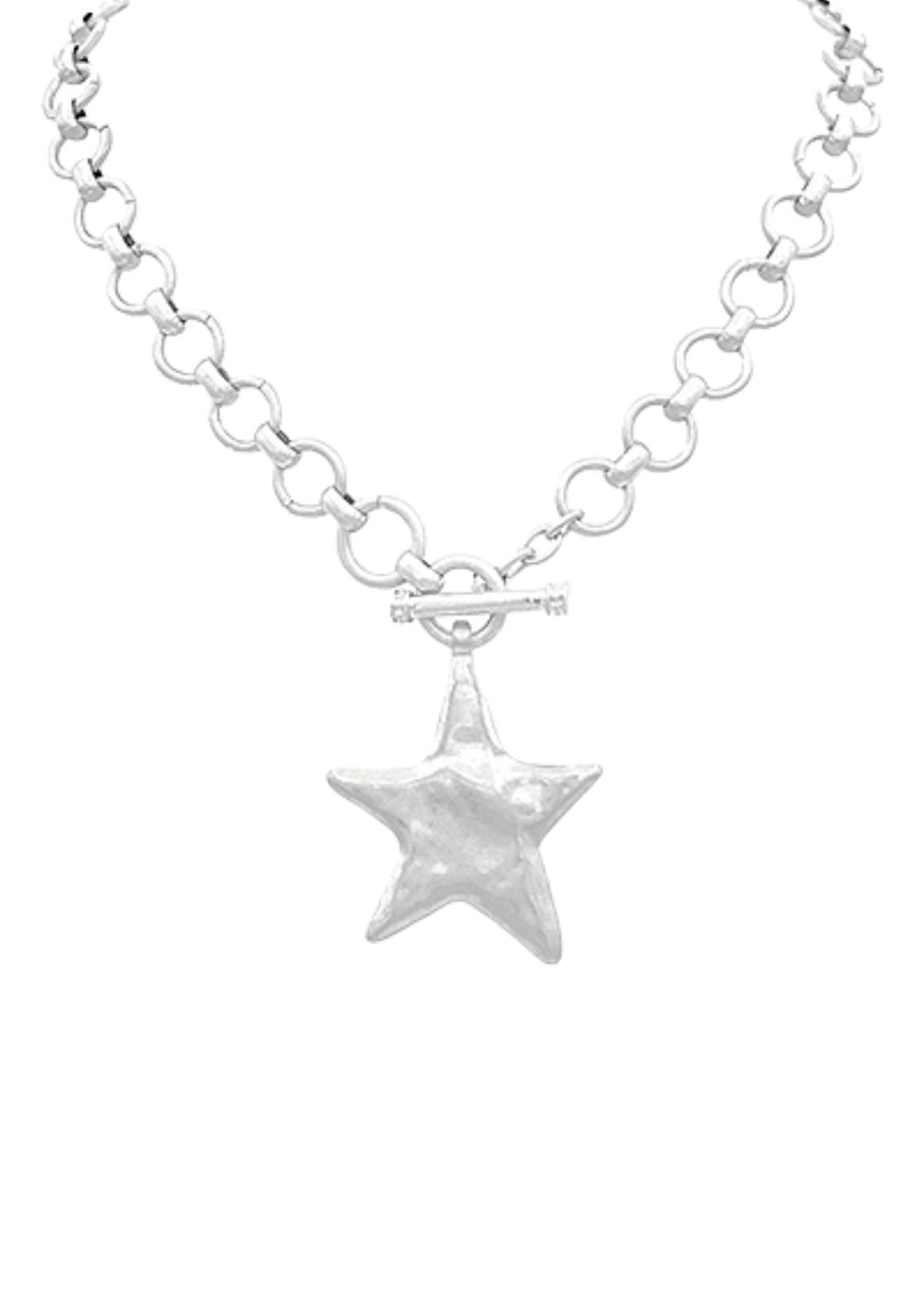 Hammered Star Necklace Set - Vintage Silver