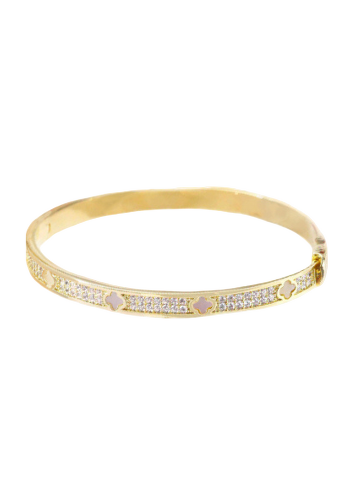 Pave & MOP Clover Station Bracelet
