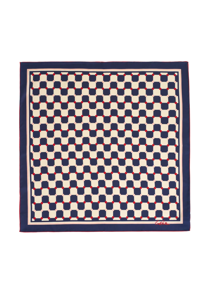 Checkerboard Silk  Bandana Scarf