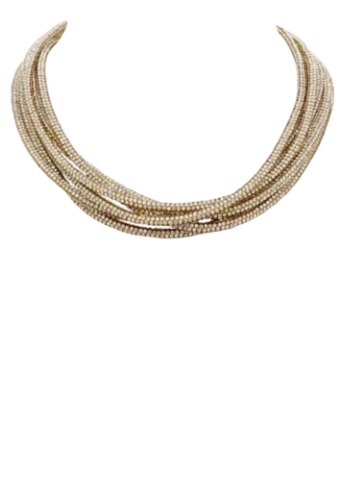 6 Layered Crystal Cord Necklace - Gold
