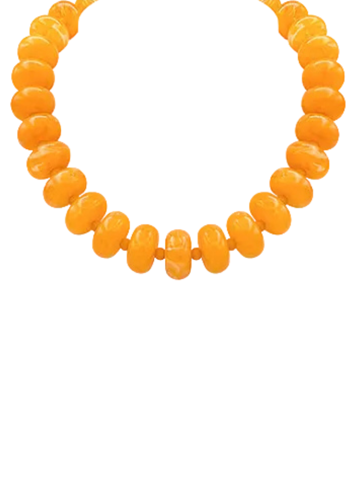 Rondelle Bead Necklace - Orange/Gold