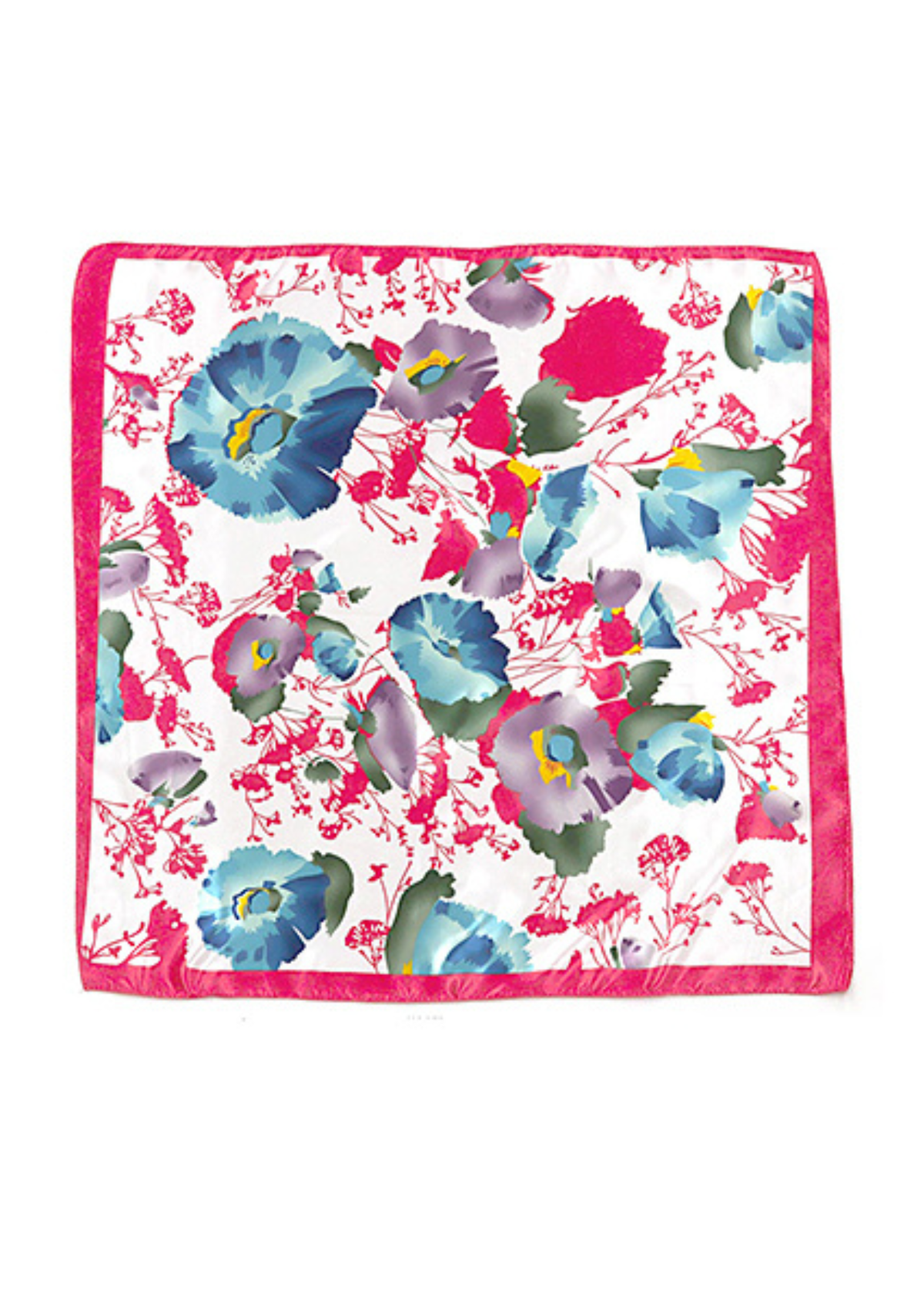 Floral Printed Silky Bandana - Ivory/Pink