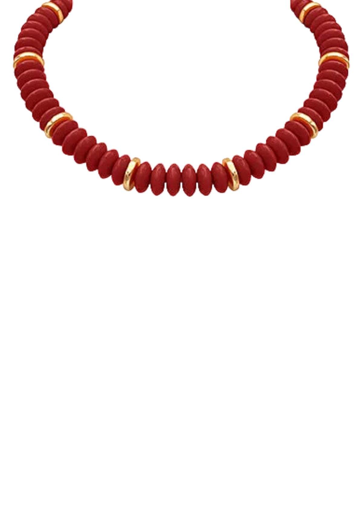 Gameday: Rondelle Beaded Necklace - Red/Gold