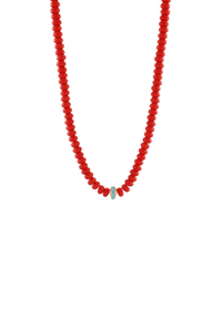 Ring Accent Bead Necklace - Red/Turquoise
