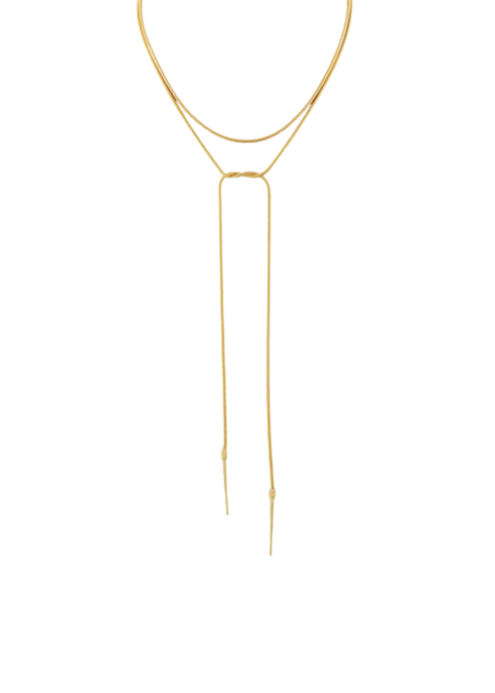 Bar Drop Lariat Chain Necklace - Gold