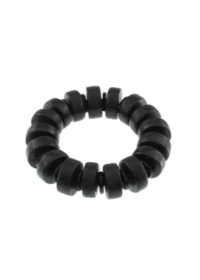 Round Wood Bead Bracelet - Black