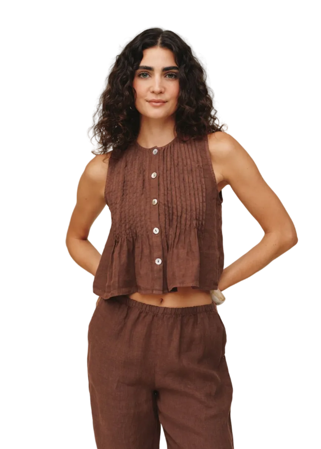 Sleeveless Pintuck Top
