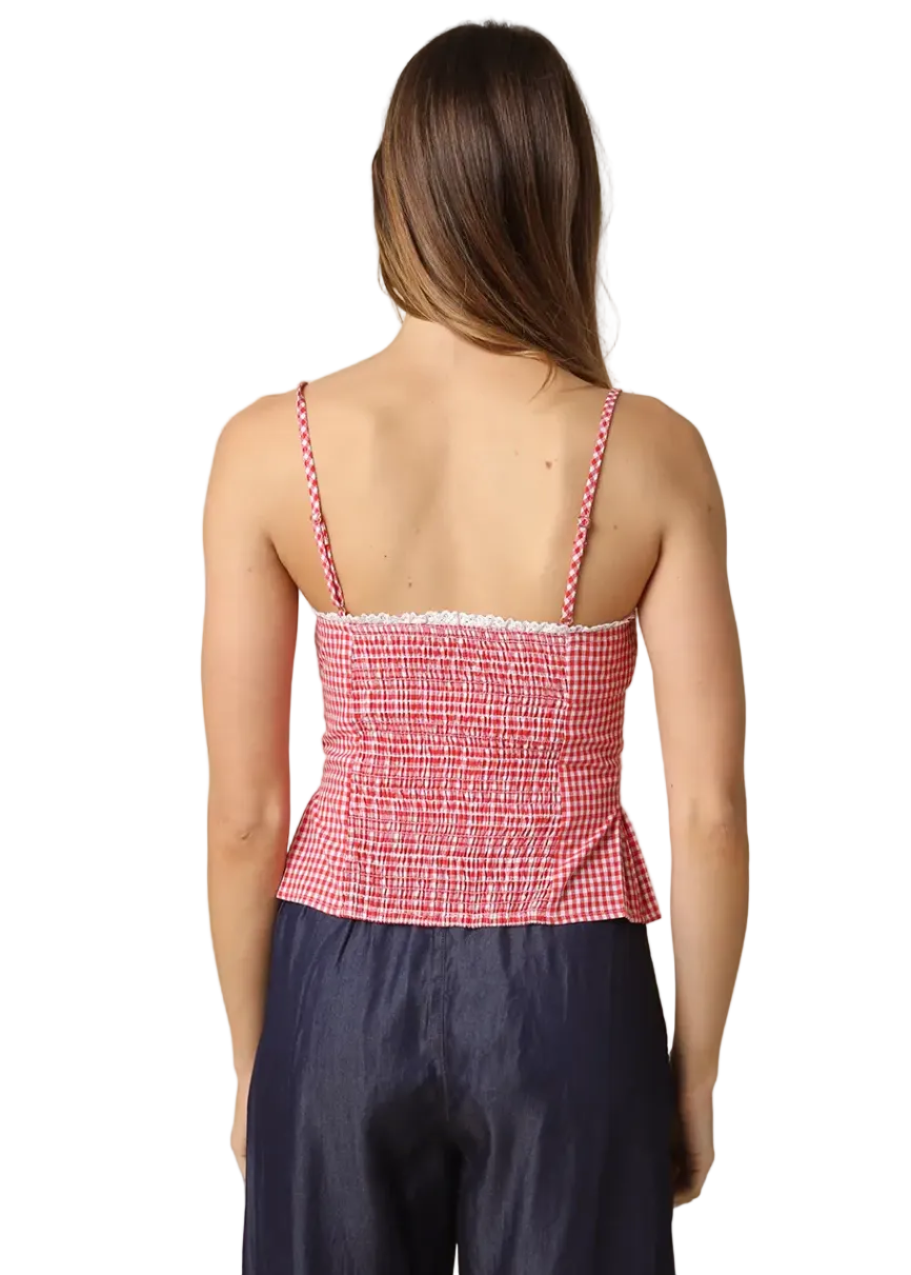 Selena Gingham Peplum Cami Top