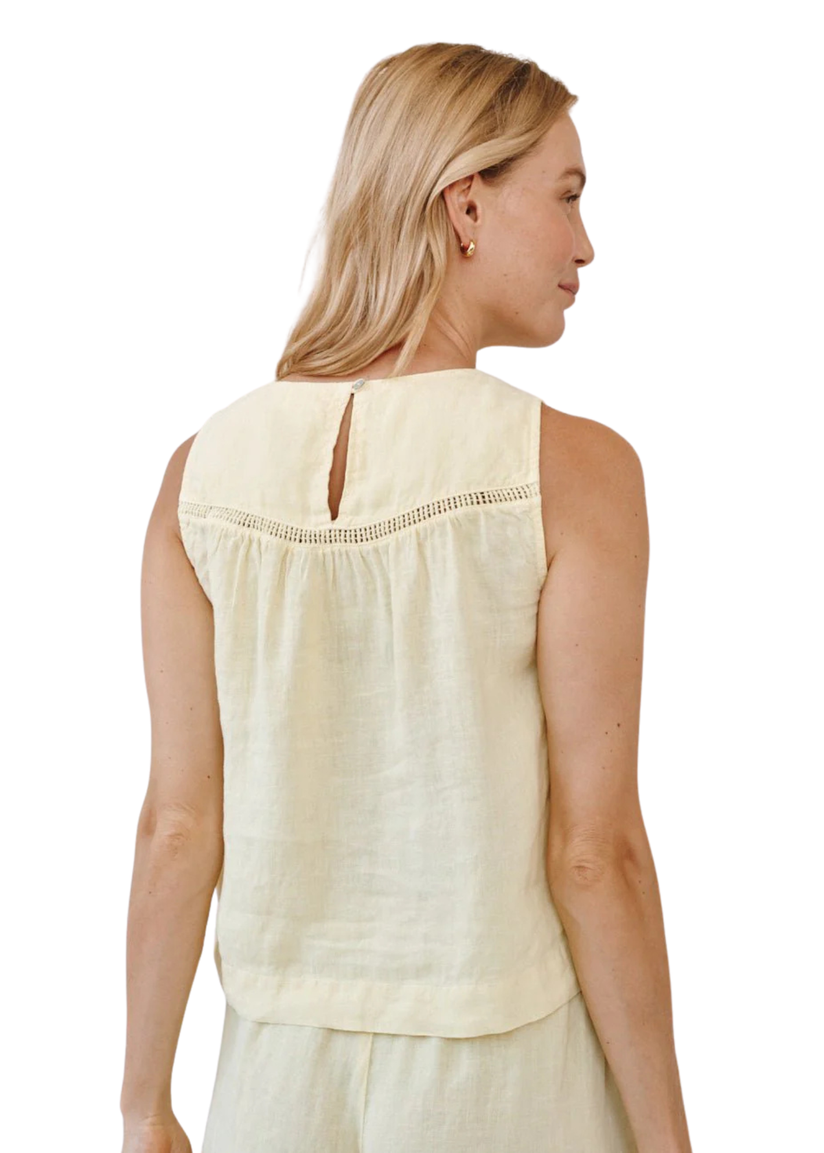 Sleeveless Trimmed Yoke Seam Top
