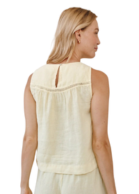 Sleeveless Trimmed Yoke Seam Top