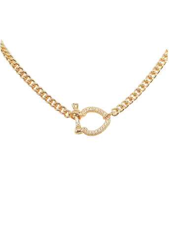 Pave Geometric Ring Necklace - Gold/Clear