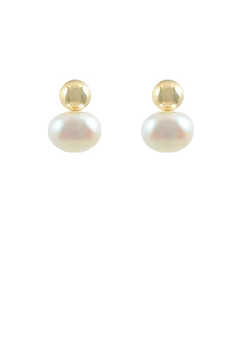 Round Pearl Stud Earrings
