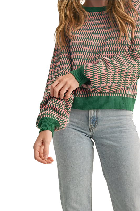 Geometric Stripe Knit Sweater