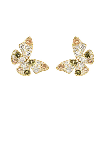 Pave Butterfly Earrings - Clear/Multi